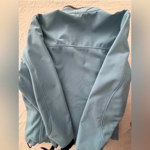 Lands End Women’s Full Zip Mock Neck Zipper Pocket Fleece Windcheck Jacket L - Picture 9 of 11